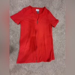 Jasmine Rose Textured Red Zip-Up Top